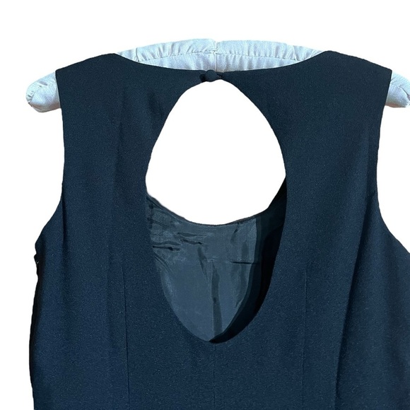 VTG Carole Little Black Halter Midi Sheath Dress Sheer Cowl Neck Date Formal - Picture 6 of 12